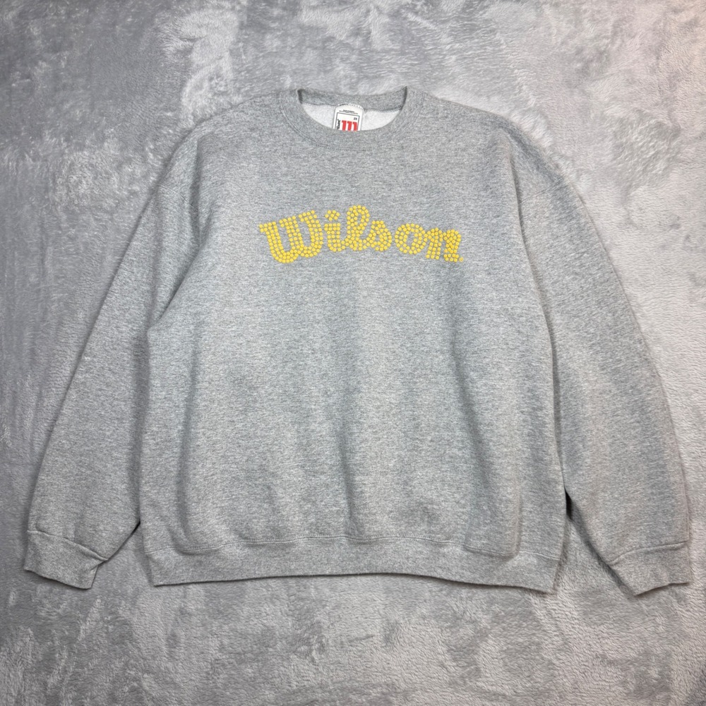 Vintage Wilson Sweatshirt Mens 2X Gray Tennis Sportswear Pullover Y2K